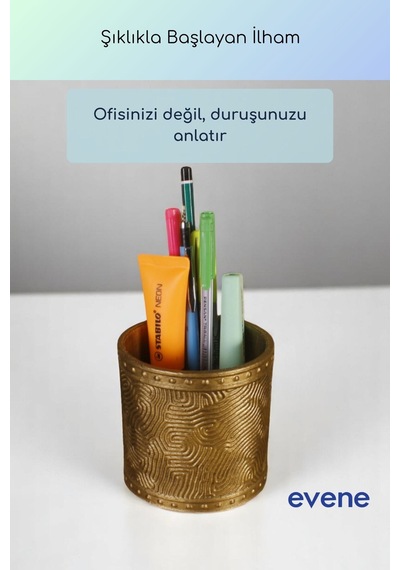 Kalemlik Masa Kalemliği Organizer Kalemlik Altın Eskitme Renk Model 82 Çok Renkli