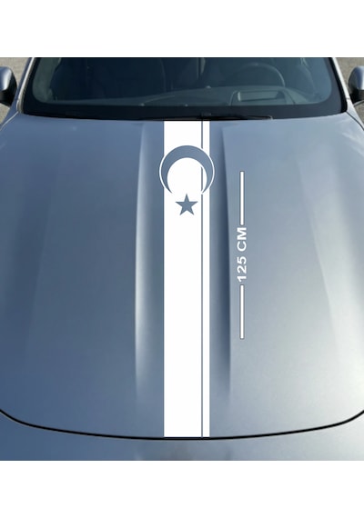Kaput Bayrak Desenli Şerit Sticker Model -1 Beyaz