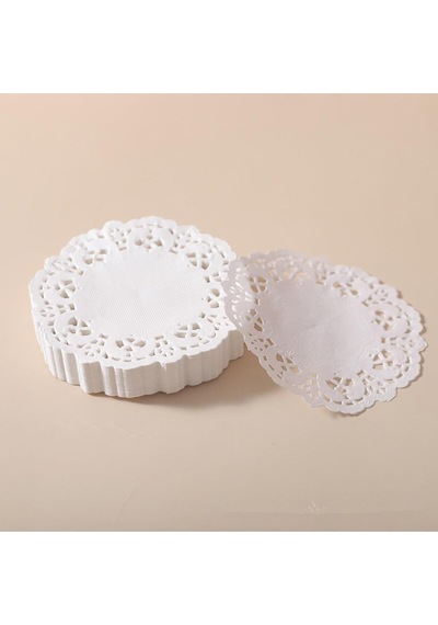 100 Adet Kağıt Dantel Bardak Altlığı Çay Bardağı Altı Sunum Kağıdı I 9 Cm Beyaz