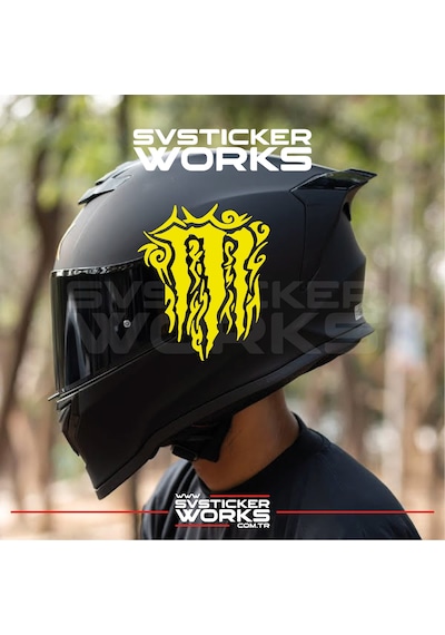Monster Kask Sticker Tüm Kasklar Uyumlu Tek Yön 1 Adet Sarı