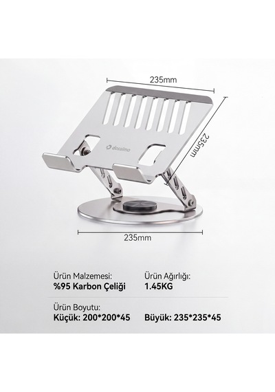 Laptop Notebook Tablet İçin Metal Stand Ayarlanabilen 360 Derece Dönebilen Ergonomik