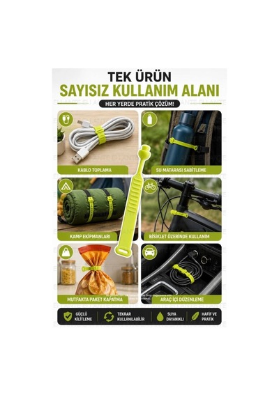 Çok Amaçlı Silikon Sabitleme Bağı Tekrar Kullanılabilir Esnek Kablo Düzenleyici Ve Eşya Sabitleme
