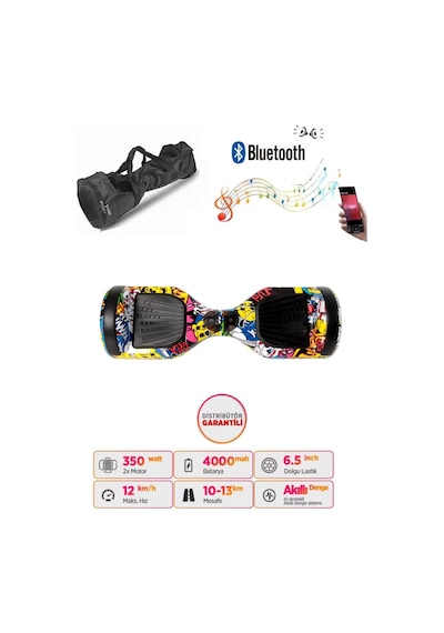 Citymate Elektrikli Kaykay Hoverboard Akıllı Denge 6.5 Inch + Hoverkart + Çanta Extrem Paket D01