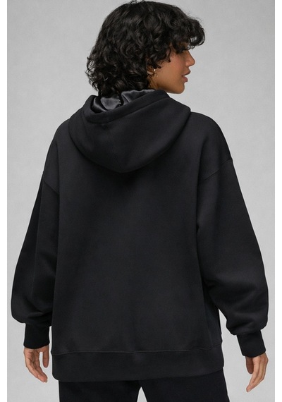 Nike Jordan Flight Fleece Oversize Pullover Hoodie Kadın Oversize Kapüşonlu Sweatshirt Siyah Siyah
