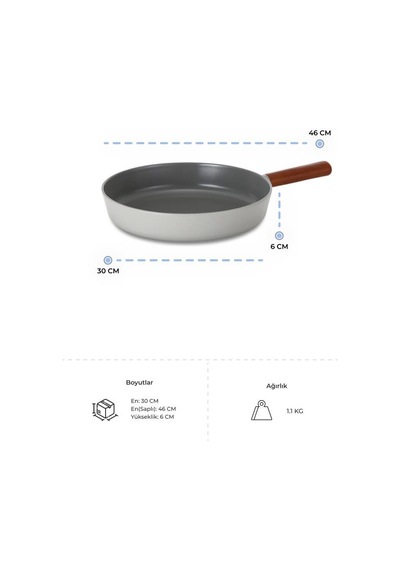 Neoflam Fika Gri Alüminyum Tava - 30 Cm