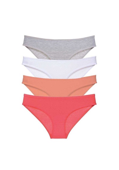 4 Adet Süper Eko Set Likralı Kadın Slip Külot Gri Beyaz Pudra Fuşya Standart