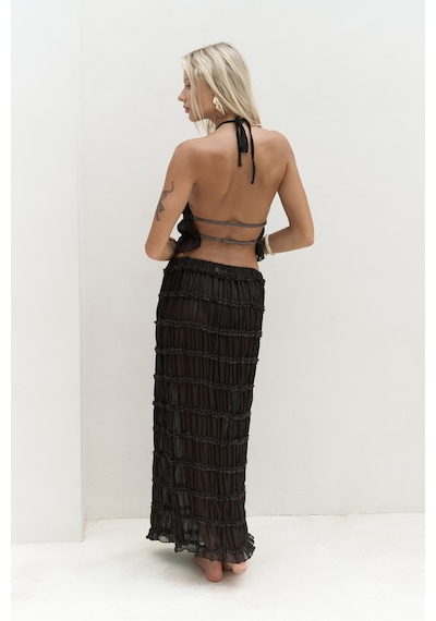 Mai Collection Mai Studios Co. Sofi Transparan Kahve Crop Etek Takım Kahve