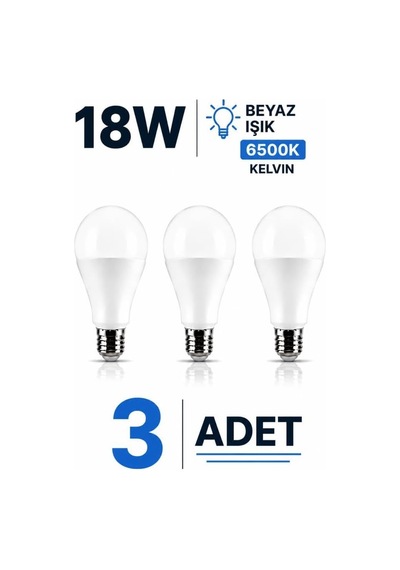 18w E27 Led Ampul 6500k Beyaz Işık 3 Adet Yüksek Aydınlatma Lamba Diğer