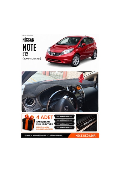 Nissan Note E12 2009-sonrası Uyumlu Torpido Koruma, Torpido Örtüsü, Torpido Kılıfı - Siyah - Nı011