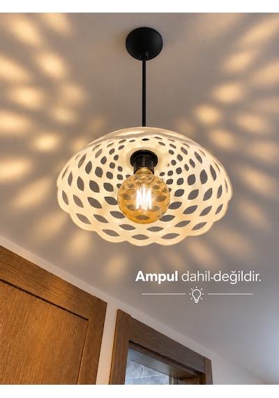 Modern Görünümlü Şık Tekli Beyaz Sarkıt Salon, Mutfak, Oturma Odası, Çocuk Odası, Yatak Odası Avize Siyah Duy
