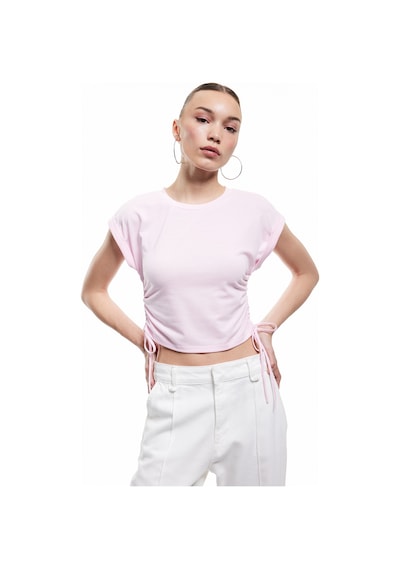 Koton Kolsuz Bisiklet Yaka Büzgülü Crop Atlet Pembe 5sal30026ık Gül
