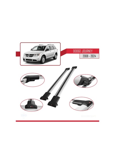 Dodge Journey 2008 Ve Sonrası İle Uyumlu Fly Model Ara Atkı Tavan Barı Gri