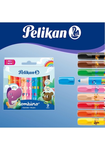 Pelikan Keçeli Kalem Combino Super Jumbo 9 Renk Keçeli Kalem