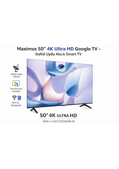 Maximus 50'' 127 Ekran Uha 50 M9P Uydu Alıcılı Google Tv