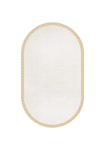 Natura Sisal Hasır Görünümlü Çerçeveli Oval Halı Ntr14 Sarı-krem