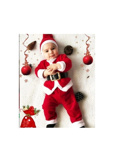 Erkek Çocuk Noel Kostümü Yılbaşı Kostümü Noelbaba Kırmızı