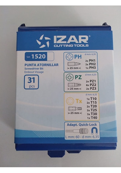 IZAR 31 parça vidalama uç seti
