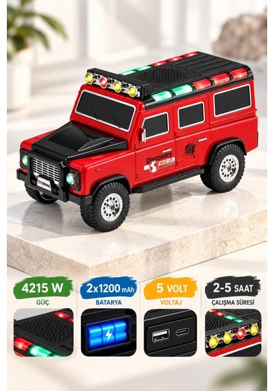Torima Bluetooth Hoparlör Araba Tasarımlı Tws 15w Usb Speaker D95 Kırmızı