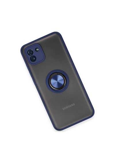 Samsung Galaxy A03 Kılıf Montreal Yüzüklü Silikon Kapak - Lacivert