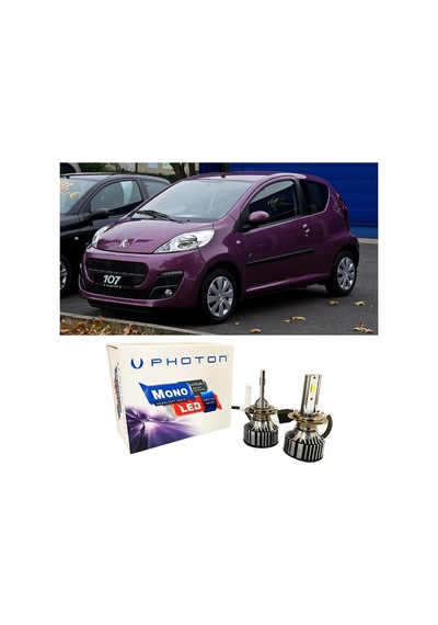 Peugeot 107 Uzun+kısa Far Ampulü H4 Mono Yeni Seri Beyaz 2005-2014