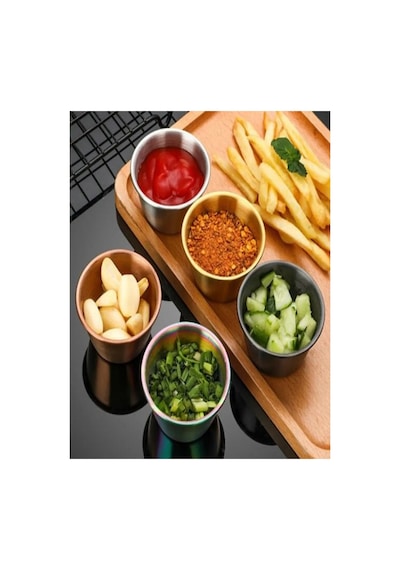 4 Adet 304 Paslanmaz Çelik Reçellik Hardal/salata/domates Sosu Çeşni/sos Kabı Çap 7,5 Cm Çelik