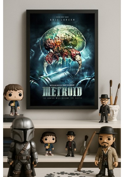 Metroid Siyah Ahşap Çerçeveli Poster, Dekoratif Oyun Duvar Tablosu