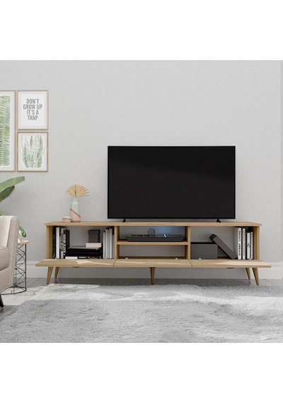1372 Lexus 180 Cm Ahşap Ayaklı Tv Ünitesi Sepet - Yunus