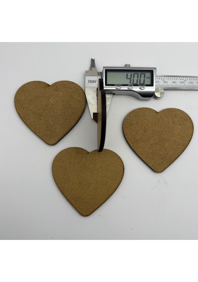 10 Adet Büyük Kalp Ahşap Mdf Hobi Parçası - 80x74x4 Mm Lazer Kesim-736 04