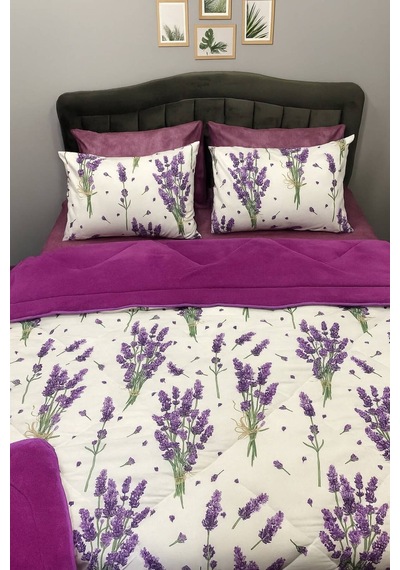 Welsoft Çift Kişilik Yorgan 195x215 Cm Çift Taraflı Ultra Yumuşak Silikon Dolgulu Mor Mor