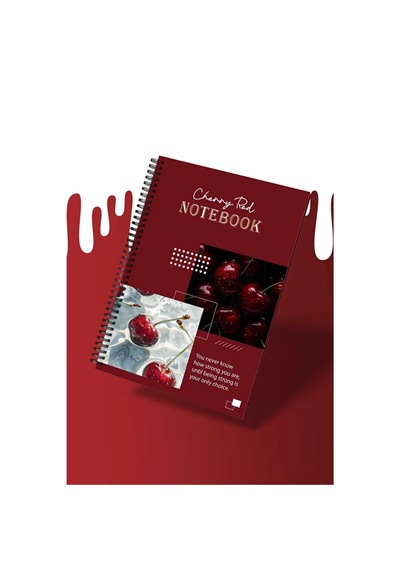 Cherry Red Notebook Stickerli Noktalı 80 Yaprak 14x21 A5 Spiralli Defter