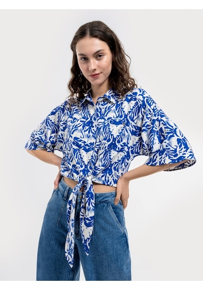 Regular Fit Kadın Gömlek K.kol Mavi