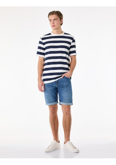 Koton Normal Bel Pamuklu Bermuda Slim Fit Jean Şort Koyu İndigo 6sam40285nd