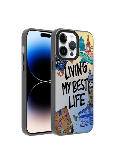 Apple Uyumlu iPhone 14 Pro Kılıf Desenli Zore Dragon Sert Kapak Seyahat