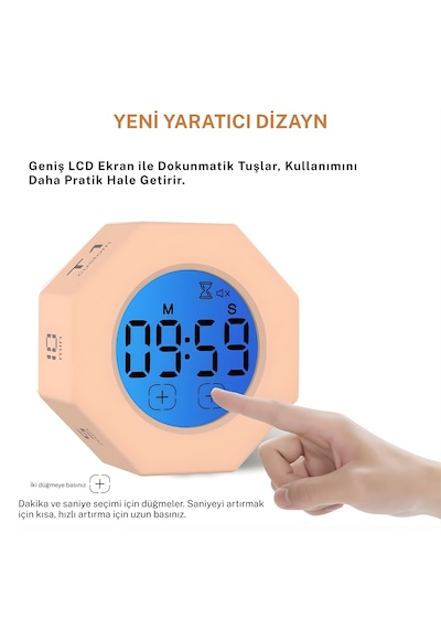 Npo Npt22a Alarmlı G-sensör Otomatik Zamanlayıcılı Küp Kronometre Pomodoro Motivasyon Saati Pembe
