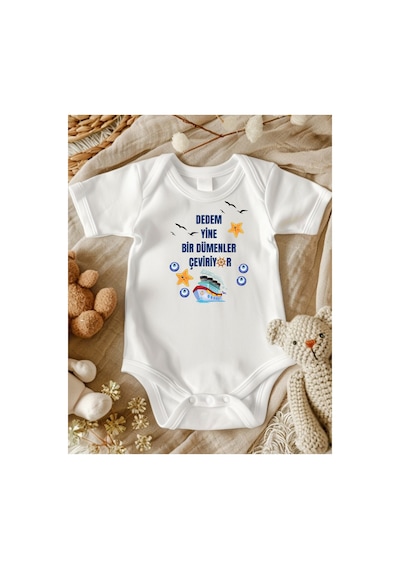 Lupi Dede Tasaımlı Bebek Zıbın % 100 Pamuk Unisex 185 ekru