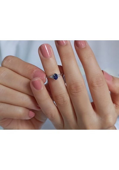 Sirius Pırlanta Ve Oval Safir Arya Yüzük 0817R0271