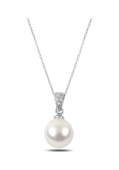 Brezza Lusso Jewelry 925 Ayar Gümüş Doğal Inci Kadın Gümüş Kolye Sevgiliye Hediye 45 CM