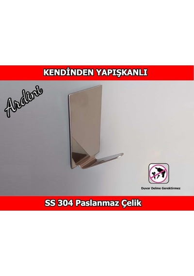 Paslanmaz Çelik Kendinden Yapışkanlı 4 Lü Paket Dikdörtgen Krom Bornoz Havlu Askısı Diğer