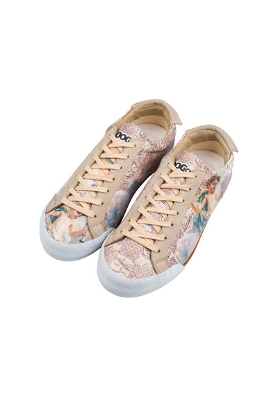 Kadın Vegan Deri Bej Sneakers - Angel's Dream Tasarım Çok Renkli