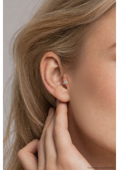 Sonsuz Düğüm 18 Ayar Beyaz Altın Kaplama Gümüş Tragus-helix Piercing
