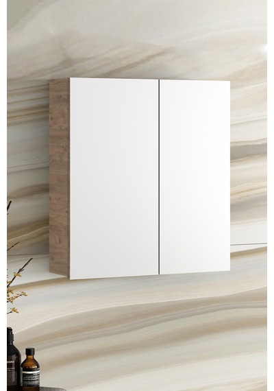 Çiğdem 55 Cm Atlantik Çam Mdf Aynalı Asma Banyo Üst Dolabı Beyaz - Atlantik