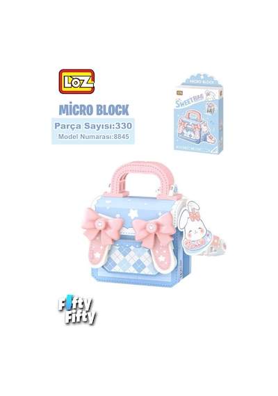 Loz Micro Block Sweet Bag Serisi Mavi Tavşan Figürlü Çanta 330 Parça Oyuncak Yapım Seti Fflz-8845