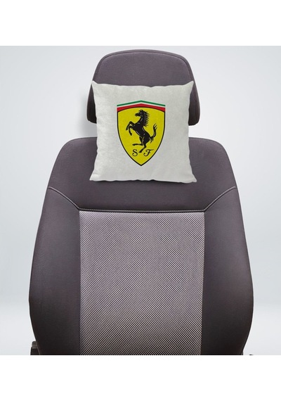 Bk Gift Ferrari Tasarımlı Kare Araç Koltuk Yastığı-1