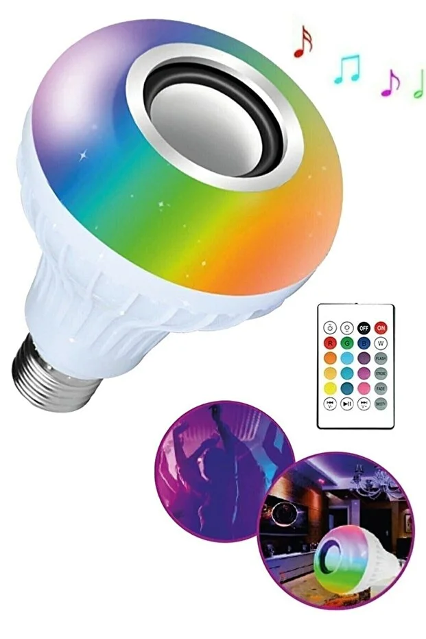 Bluetooth Hoparlör Akıllı Rgb Ledli Ampül Müzikli Lamba Ses Bombası Legend/led Musıc Dekorlu Rengarenk Disco Karışık-çok Renkli