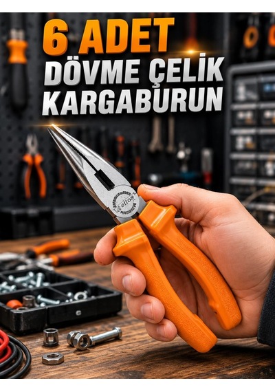 6 Adet Dövme Çelik Kargaburun Seti