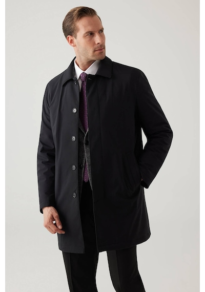 Erkek Siyah Regular Fit Pardesü