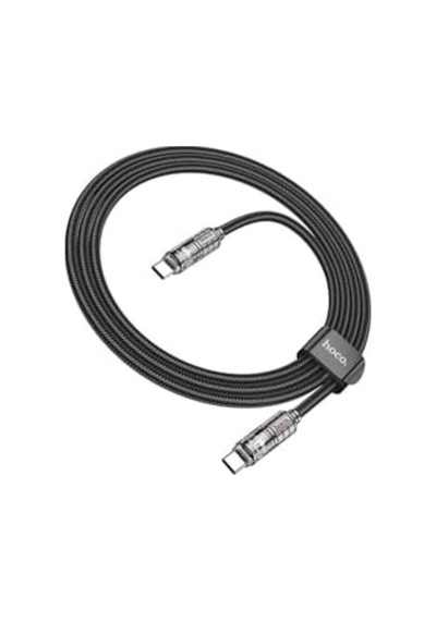 Hoco U122 60w 3a Tip-c Tipi Fener Şeffaf Discovery Edition, Şarj Ve Veri İletim Kablosu, 1.2 Metre Uzunluk, Siyah