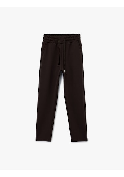 Koton Yüksek Bel Modal Karışımlı Bağcıklı Cepli Jogger Eşofman Altı Kahverengi 6wak40120nk Kahve
