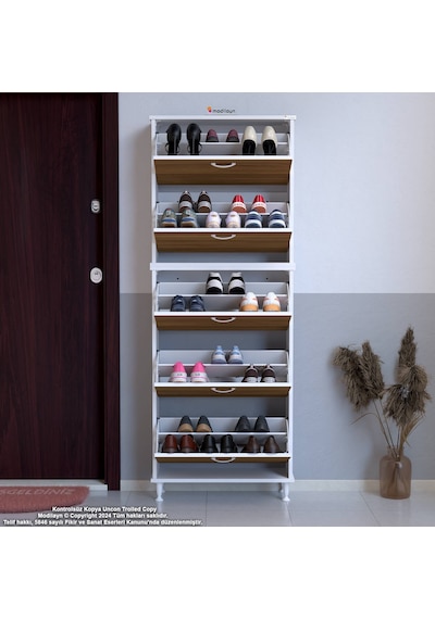 Modilayn Varbi Umay' 2 Li Kapı Önü 52 X193x 25, 5 Cm Lik 5 Düşer Kapak 10 Göz Raf Ayakkabılık Meşe Modilayn Varbi Umay' 2 Li Kapı Önü 52 X193x 25, 5 Cm Lik 5 Düşer Kapak 10 Göz Raf Ayakkabılık Meşe
