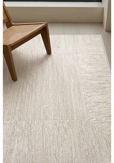 Sembol 2906 Krem Akrilik Çerçeveli Sade Desenli Halı